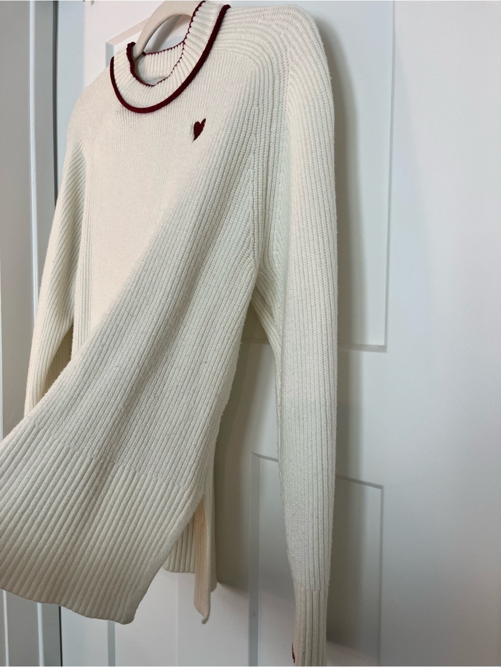 a new day Cream Ribbed Turtleneck Sweater with Red Heart Accent - Picture 3 of 5